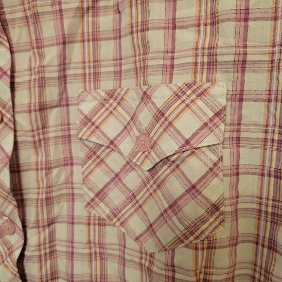 Ariat Pro Series Blouse Sz XXL Western Button Up Longsleeve Pink Purple Sparkle - Picture 8 of 16